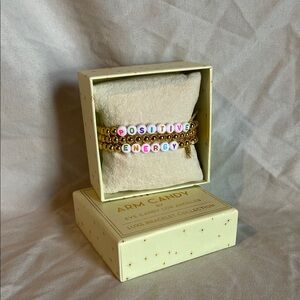 Arm Candy 'Positive Energy' Gold Beaded Bracelet Set